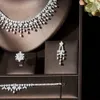 Ensembles de bijoux de mariage HIBRIDE Dubai Leaf Design Collier de mariée Ensemble de boucles d'oreilles AAA Cubic Zirconia femme Accessoires pour dames N242 230608