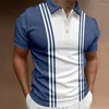 Men's Polos Classic Men's Polo Shirt Summer Stripes Short Sleeve T-shirts Casual Business Button Tops Tee Fashion Shirts Man Clothing