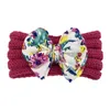 Hårtillbehör 1PC Baby Floral Bows Pannband Super Elastic Girl Wool Head Bands Winter Flower Print Spädbarnshårband Småbarn