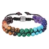 6mm Tigerauge Amethyst Howlith 7 Chakra Heilkristallstein Doppellagiges Armband handgeflochtenes Baum des Lebens Armband