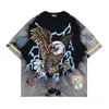 Męskie koszulki Lightning Eagle Graffiti krawat z krótkim rękawem T-shirt Mężczyźni luźne 230608