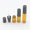 Refillable Glass Spray Perfume Atomizer - 5ml/3ml/2ml Mini Vials with Black Pump, Amber/Clear - Convenient Travel Size Nmpcl