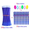 Stylos à bille 10016pc ensemble de stylos effaçables 05mm poignée lavable recharges de gel magique tiges pour l'école bureau fournitures d'écriture Kawaii papeterie 230608