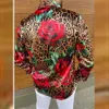 Men's long sleeved shirt casual fashion street clothing geometric printing buttons lapel men's shirt autumn new 2023