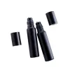 Frascos de garrafa de óleo essencial UV preto 10 ML com bola de rolo de metal de aço para perfume