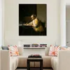 Handcrafted Wall Art Canvas A Lady Writing A Letter Johannes Painting Classical Artwork Luxury Hotels