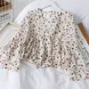 Damen Blusen Hemden Chiffon Floral Für FrauenSoft Retro Chic Damen Temperament Frische Trendy Ulzzang Button Femme Kleidung 230609