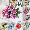 Decorative Flowers 1 Bouquet 10 Heads Multicolor Artificial Lily Flower Fake Bridal Wedding Valentine's Day Wreath DIY Decoration