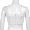 Serbatoi da donna Bianco Sexy Parte superiore del tubo Patchwork Button Corsetto Y2k Vintage Zipper Crop Moda femminile Clubwear Streetwear 2023