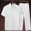 Agasalhos Masculinos Roupas Masculinas Tamanho Grande Agasalho Marido 2023 Terno Verão Camisa de Linho Moda Conjunto Masculino Estilo Chinês Duas Peças