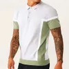 Men's short sleeved summer polo shirt breathable casual mesh fashionable and minimalist lapel T-shirt boys' striped T-shirt