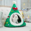 猫のベッド温かいペットベッドクリスマスハット形状犬小屋の家ソフトぬいぐるみ子犬小寝眠りテントポータブルクッションマット