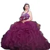 Straps Ruffles Pluffy Quinceanera Dresses Crystals Beaded Luxury Sweet 15 Dress For Girls Sweetheart Neck Tiered Organza Vestido De VX Anos 2023