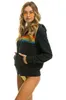여성용 후드 땀 셔츠 여성 패션 까마귀 오버 사이즈 레인보우 스트라이프 긴 소매 스웨트 셔츠 지퍼 포켓 재킷