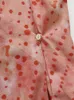 Damenblusen Damenhemd Lässig 2023 Frühling und Sommer V-Ausschnitt Erdbeerrot Polka Dot Print One Button Loose