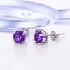 Studörhängen Natural Amethyst 925 Sterling Silver Purple Crystal Jewelry for Young People's Daily Needs with Certificate