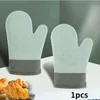 Oven Mitts 1 Pcs Silicone Heat Resistant Gloves Household Long Cotton Microwave Mittens Kitchen Baking Glove Cooking Barbecue Gants 230608