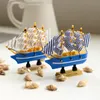 Decoratieve objecten Beeldjes Maritiem Nautisch Creatief Zeilboot Modus Kamerdecoratie Beeldjes Miniaturen Mediterrane stijl Schip Kleine bootornamenten 230608