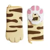 Oven Mitts Cartoon Cat Paws Long Cotton Baking Insulation Microwave Heat Resistant Nonslip Gloves Animal Kitchen 230608