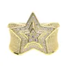 Cluster Rings Hip Hop heavy punk Gold Color Big Star Ring All Iced Out CZ Stone Charm For Women Men Bling Party Jewelry drop 230608