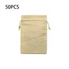 Jewelry Pouches 50Pcs Sackcloth Drawstring Rings Necklaces Bags Burlap Bundled Can Party Wrap Birthday Durable