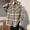 Chemises décontractées pour hommes printemps chemise en laine hommes mode rétro épais Plaid hommes Streetwear coréen ample surdimensionné à manches longues M-2XL