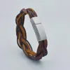 Charm Bracelets Brown Braided Leather Wrap Bracelet For Men Stainless Steel Magnetic Clsap Birthday Gift