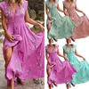 Grundlegende Casual Kleider Frauen Boho Floral Ärmelloses Langes Kleid Damen Mode Casual V-ausschnitt Strand Sommerkleid vestidos de verano mujer 230608