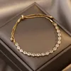 Link Bracelets Korean Fashion Water Drop Zirconia Crystal Adjustable Bangles For Women 2023 Trendy Copper Bracelet Gift