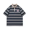 Mens Polos T -shirt för män Summer Classic Fashion Vintage Stripe broderad bomullsavsnittlig lapel Kort ärm Polo 230609