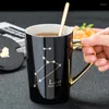 Mugs 420ml Ceramic Coffee Constellation Theme Star Drill Mug Exquisite Gift Box With Lid And Spoon Tea Cup For Friends