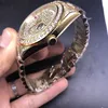 Erkekler Otomatik Mekanik Saat Altın Pırlanta Kadranı 6 9 Pembe Ölçekli Orta Sıra Elmas Paslanmaz Çelik Kayış Üst kaliteli Moda Saatleri
