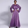 Ropa étnica Túnica suelta africana Islam Árabe Ropa sólida Kaftan Eid Mujeres musulmanas Satén Maxi Vestido Abaya Dubai Turquía Femme Musulman