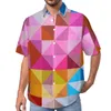 Men's Casual Shirts Abstract Geometry Northern Lights Print Beach Shirt Hawaiian Fashion Blouses Male Graphic Plus Size