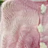 Tricots pour femmes Tridimensionnel Fleur Décoration Tie Dye Gradient Rose Bleu Bouton Up Tricot Cardigan Chandail Manteau Femmes Outfit Y2k Coréen