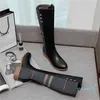 Botlar Sonbahar Kış Moda Kadınları Satıyor Şövalye Orijinal Deri Süet Yuvarlak Burun Uzun Düğmeleri Fermuar El Yapımı MS ayakkabıları