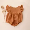 Rompers Baby Girl Ubrania Summer Romper krótkie rękawy Linen Bawełniany Ubranie Jumpusy Modna Moda 230608
