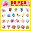 50 Pcs-Pack Fleur Autocollants Stickers Muraux En Gros Vinyle Autocollant Étanche Ordinateurs Portables De Voiture Scrapbooking Guitare Boîte Planche À Roulettes JDM Bagages Décalque