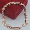 Wedding Jewelry Sets 5mm Men Women 585 Rose Gold Color Braid Twisted Necklace Bracelet Set 50cm 60cm Long 230608