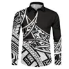 Men's Casual Shirts Polynesian Tribal Fijian Totem Tattoo Fiji Prints Long Sleeve Shirt Men Clothing Simple Slim Fit Chemise Homme Formal