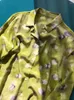 Women's Blouses Women Shirt 2023 Vanilla Green Sandwashed Silk Crepe De Chine Long-sleeved Blouse