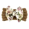 Hårtillbehör 1PC Baby Floral Bows Pannband Super Elastic Girl Wool Head Bands Winter Flower Print Spädbarnshårband Småbarn