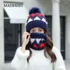 Berets Maershe Hat Hat Brand Wool Wool Fur Ball Cap Pompom Winter for Glas