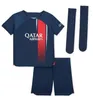 22 23 24 Enfants avec shorts et chaussettes Maillots de football 2023 2024 Paris psgs Hommes ensembles MBAPPE SERGIO RAMOS enfants costume chemises de football T enfants Maillot de Foot