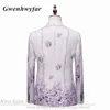 Мужские костюмы Blazers G N 2023 серия мужчин Blazer Beautiful Lilac Purple Floral Pattern Timedos 3 штуки формальный костюм вечеринки Homme Slim Fit 230609