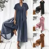 Damen Jumpsuits Strampler Sommer Frauen Overall Casual Lose Langarm Oversize Solid Midi Overall Baumwolle Leinen Kleider für Frauen Vestidos De Mujer 230608