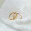 La fascia d'amore in acciaio inossidabile 18 carati suona un semplice anello in madreperla stilista coreano con brillanti gioielli in cristallo di diamante per la festa di nozze