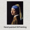 Classic Portrait by Johannes Painting The Girl with The Pearl Earring Handcrafted Canvas Art Luxury Hotels Decor