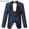 Mäns kostymer Blazers Thorndike Navy Blue Jacquard High Quality Perfect Suit Design Wedding Italian Custom Made Men Blazer 230609