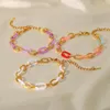 Link Pulseiras Moda Europeia e Americana Estilo Engraçado Resina Colorida Pulseira de Aço Inoxidável INS Feminina Titânio Handwear